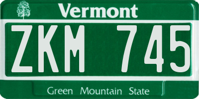 VT license plate ZKM745