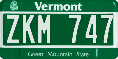 VT license plate ZKM747