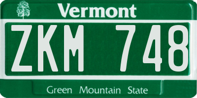 VT license plate ZKM748