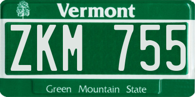 VT license plate ZKM755