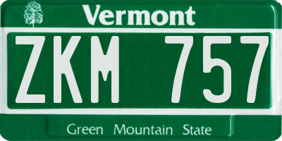 VT license plate ZKM757