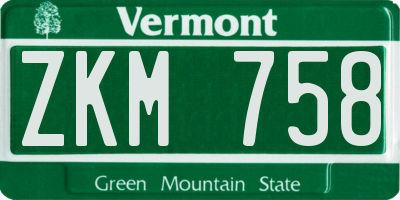 VT license plate ZKM758