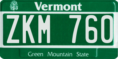 VT license plate ZKM760