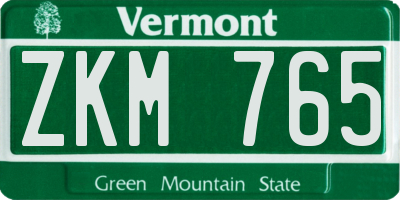 VT license plate ZKM765