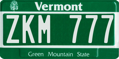 VT license plate ZKM777