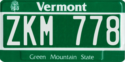 VT license plate ZKM778