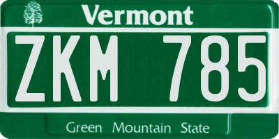VT license plate ZKM785