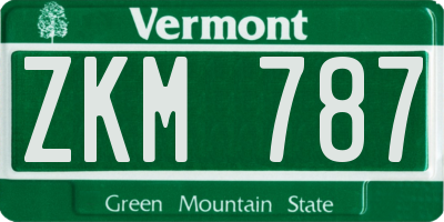 VT license plate ZKM787