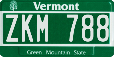 VT license plate ZKM788