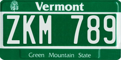 VT license plate ZKM789