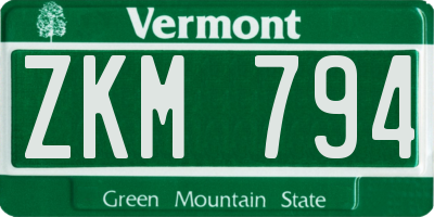 VT license plate ZKM794