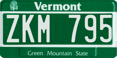 VT license plate ZKM795