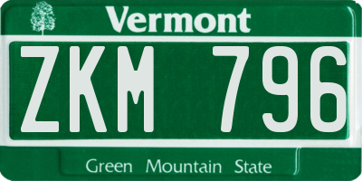 VT license plate ZKM796