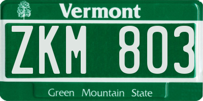 VT license plate ZKM803