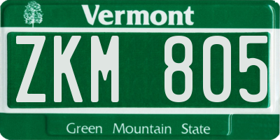 VT license plate ZKM805
