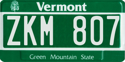 VT license plate ZKM807