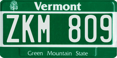 VT license plate ZKM809