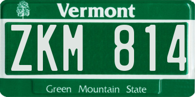 VT license plate ZKM814
