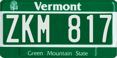 VT license plate ZKM817