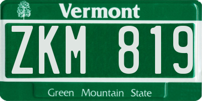 VT license plate ZKM819