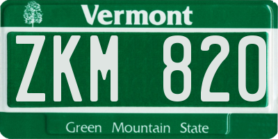 VT license plate ZKM820
