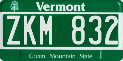 VT license plate ZKM832