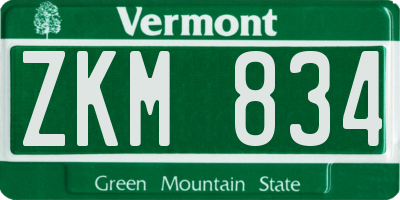 VT license plate ZKM834