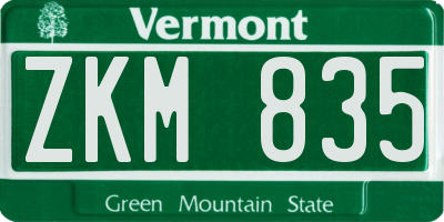 VT license plate ZKM835