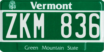VT license plate ZKM836