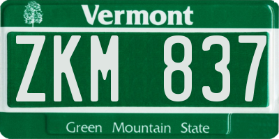 VT license plate ZKM837