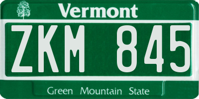 VT license plate ZKM845
