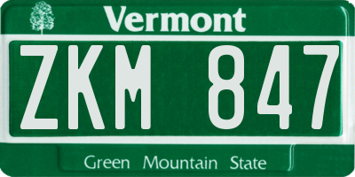 VT license plate ZKM847