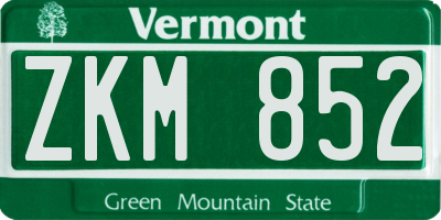 VT license plate ZKM852