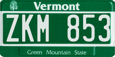 VT license plate ZKM853