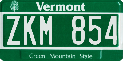 VT license plate ZKM854