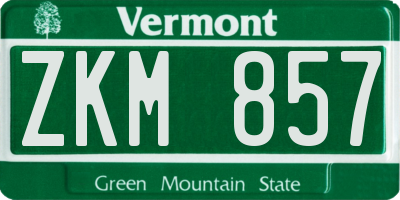 VT license plate ZKM857