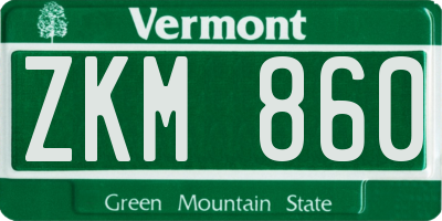 VT license plate ZKM860