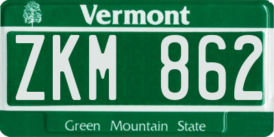 VT license plate ZKM862