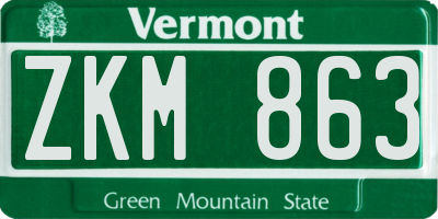 VT license plate ZKM863