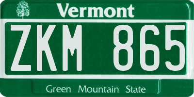 VT license plate ZKM865