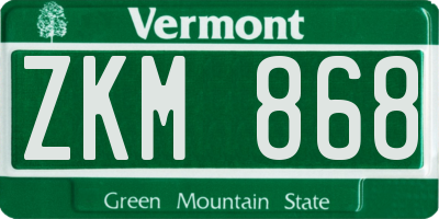 VT license plate ZKM868