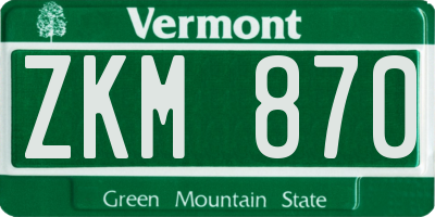 VT license plate ZKM870