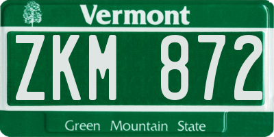 VT license plate ZKM872