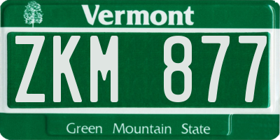 VT license plate ZKM877