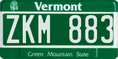 VT license plate ZKM883