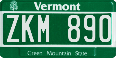 VT license plate ZKM890
