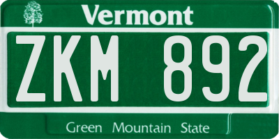 VT license plate ZKM892