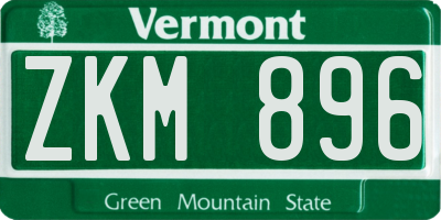VT license plate ZKM896