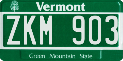 VT license plate ZKM903