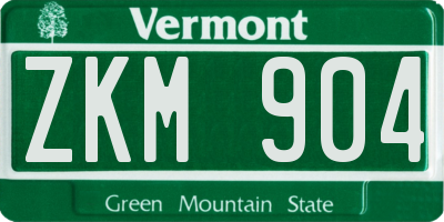 VT license plate ZKM904